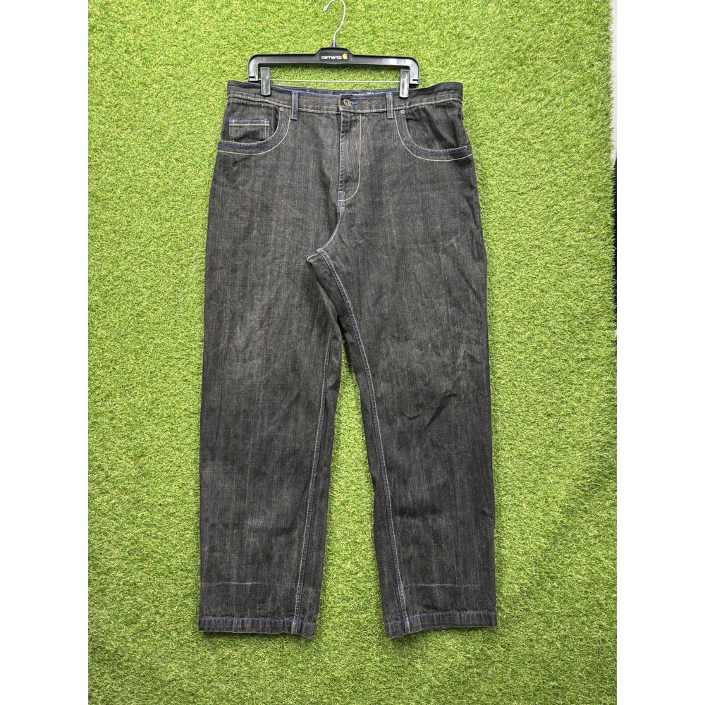 Brooklyn Express Baggy Jeans Mens 40x34 Zip Fly Dark Wash Black Denim y2k Grunge
